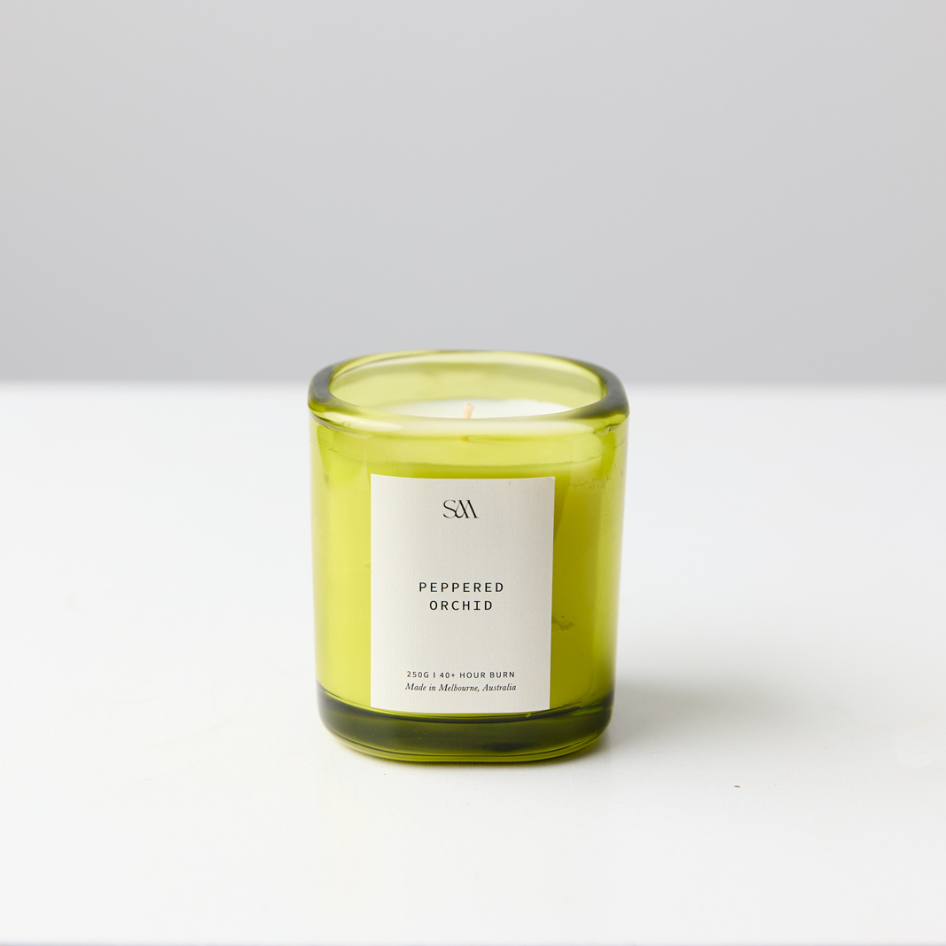 Peppered Orchid 250g Signature Scented Candle (Light Green)